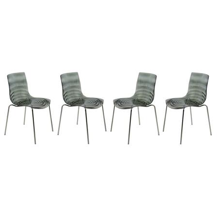 KD AMERICANA Astor Water Ripple Design Dining Chair, Transparent Black, 4PK KD3033014